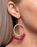 Wreathed Wisteria - Red Earrings - Paparazzi Accessories Earrings Bedazzle Me Pretty Mobile Fashion Boutique