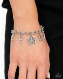 Yeehaw Yell - White Bracelet - Paparazzi Accessories Bracelet Bedazzle Me Pretty Mobile Fashion Boutique