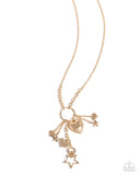 Youve Got The HEART - Gold Lanyard - Paparazzi Accessories Lanyard Bedazzle Me Pretty Mobile Fashion Boutique