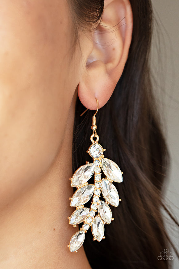 Ice Garden Gala - Gold Earrings - Paparazzi Accessories