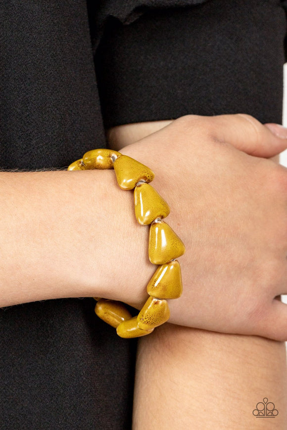 SHARK Out of Water - Yellow Bracelet - Paparazzi Accessories