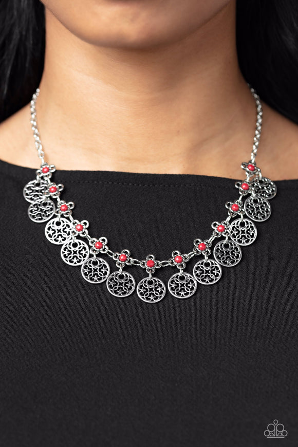 Mandala Movement - Red Necklace - Paparazzi Accessories