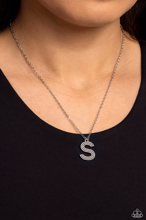 Leave Your Initials - Silver - S Necklace - Paparazzi Accessories
