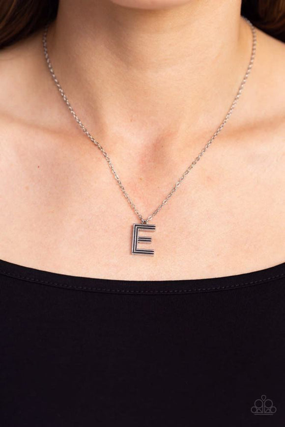 Leave Your Initials - Silver - E Necklace - Paparazzi Accessories