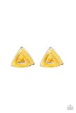 On Blast - Yellow Post Earrings - Paparazzi Accessories