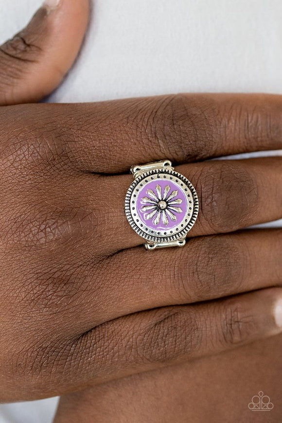 free-spirited-flower-purple-ring-paparazzi-accessories