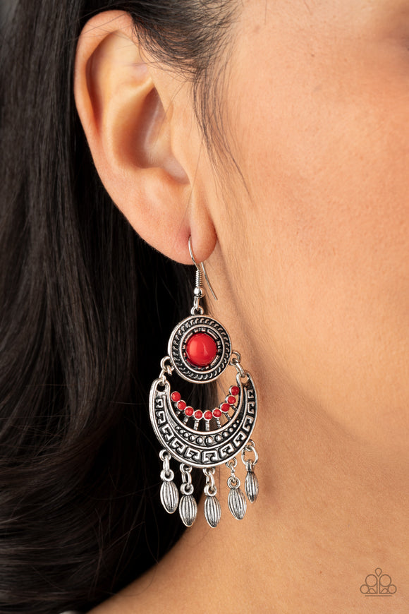 Mantra to Mantra - Red Earrings - Paparazzi Accessories