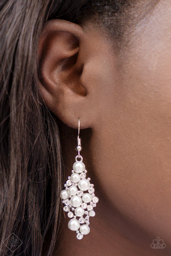 Famous Fashion - White Earrings - Paparazzi Accessories
