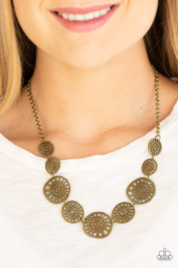 Your Own Free WHEEL - Brass Necklace - Paparazzi Accessories