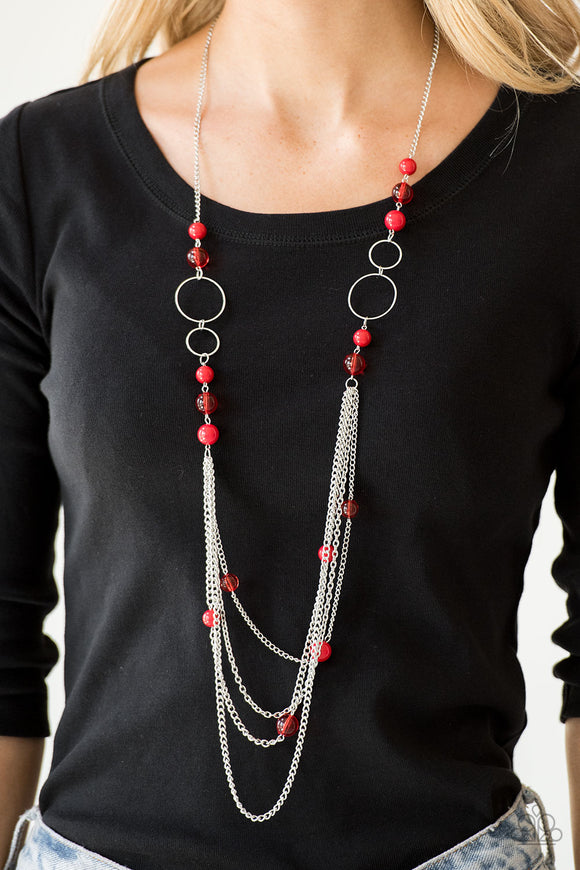 Bubbly Bright - Red Necklace - Paparazzi Accessories
