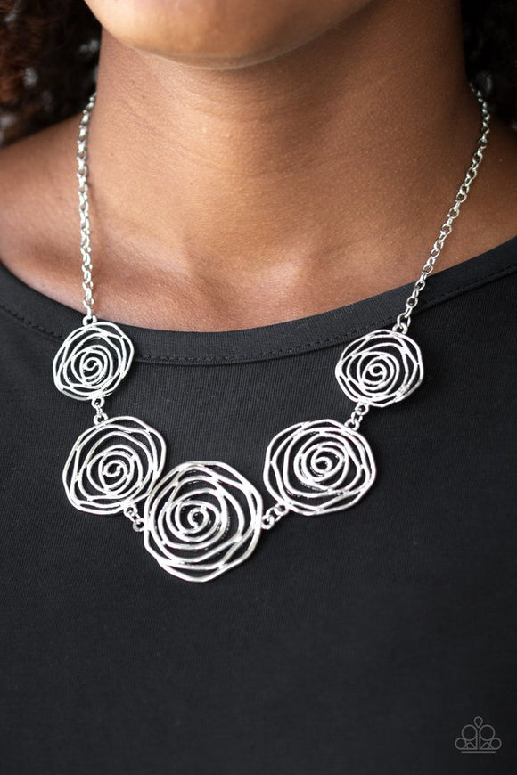 rosy-rosette-silver-necklace-paparazzi-accessories