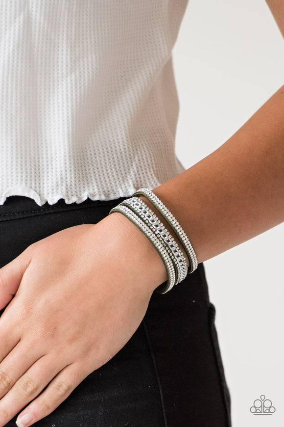 Rollin In Rhinestones - Green Bracelet - Paparazzi Accessories