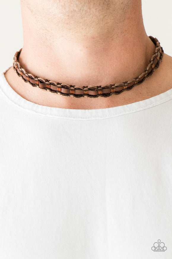 Track Tracker - Brown Necklace - Paparazzi Accessories