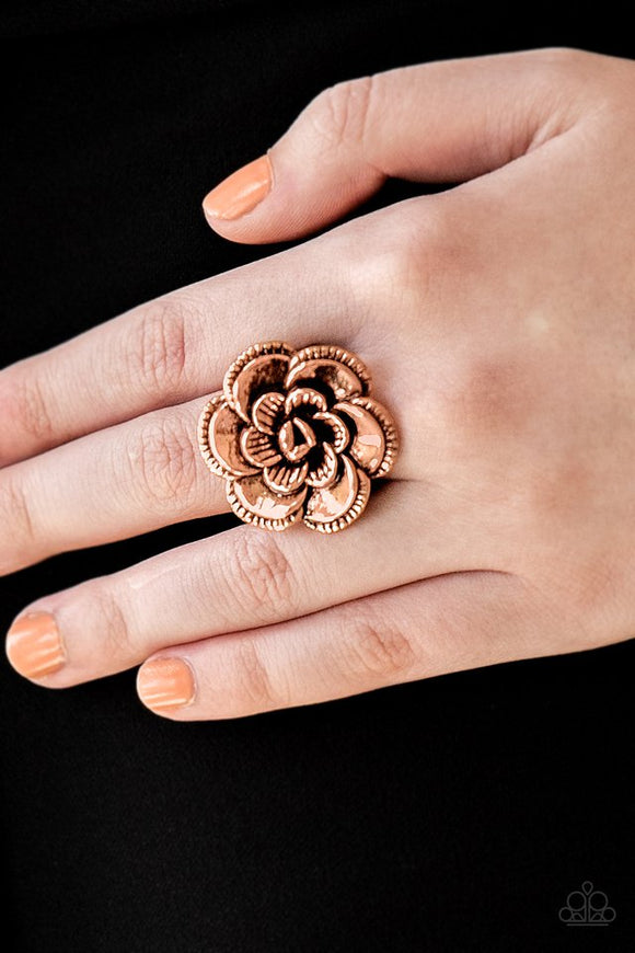 flowerbed-and-breakfast-copper-ring-paparazzi-accessories