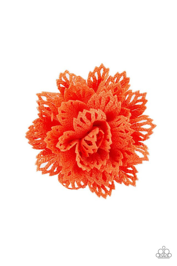 floral-flair-orange-hair-clip-paparazzi-accessories