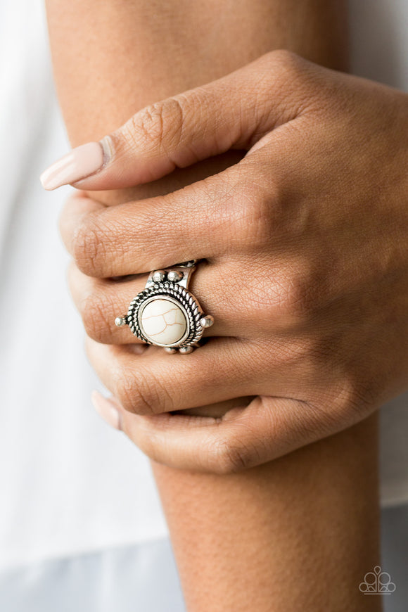 Prone To Wander - White Ring - Paparazzi Accessories