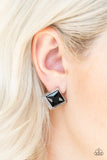 Stellar Square - Black Post Earrings - Paparazzi Accessories