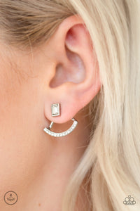 Delicate Arches - White Post Earrings - Paparazzi Accessories