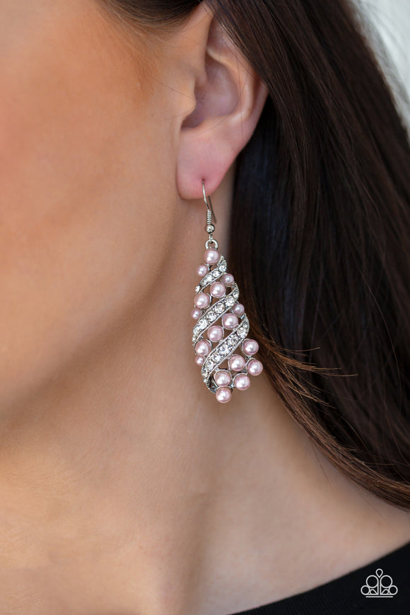 Ballroom Waltz - Pink Earrings - Paparazzi Accessories