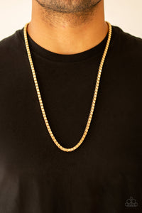 Boxed In - Gold Mens Necklace - Paparazzi Accessories