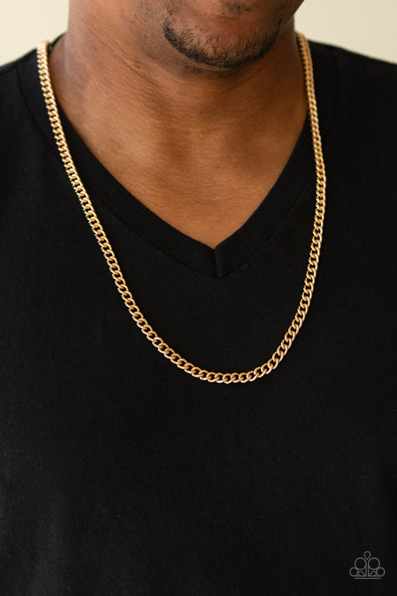 First Rule Of Fight Club - Gold Mens Necklace - Paparazzi Accessories