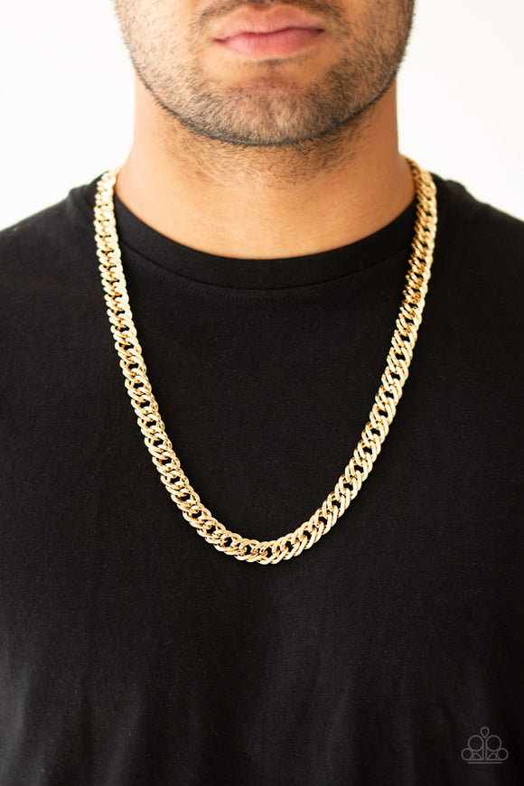 Undefeated - Gold Mens Necklace - Paparazzi Accessories