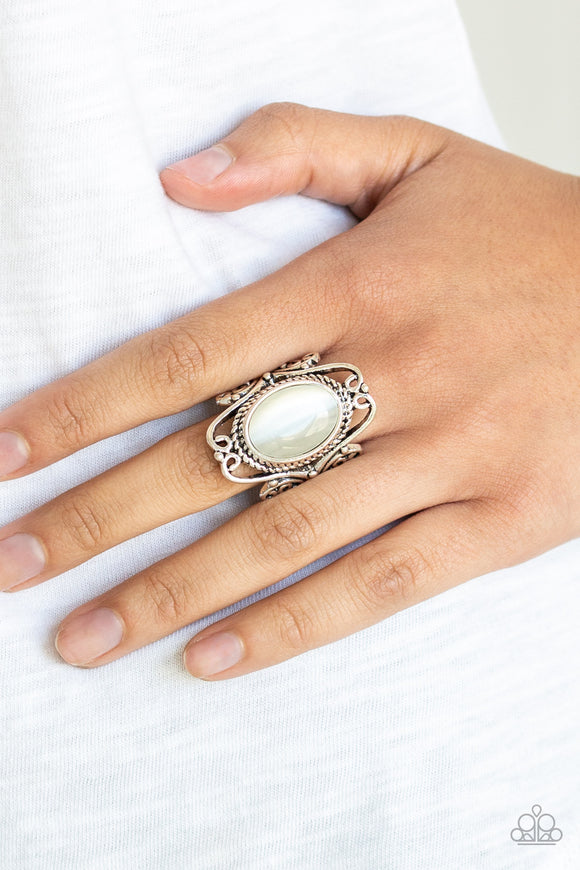 Fairytale Flair - White Ring - Paparazzi Accessories