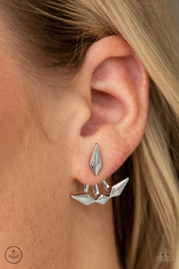 Metal Origami - Silver Post Earrings - Paparazzi Accessories