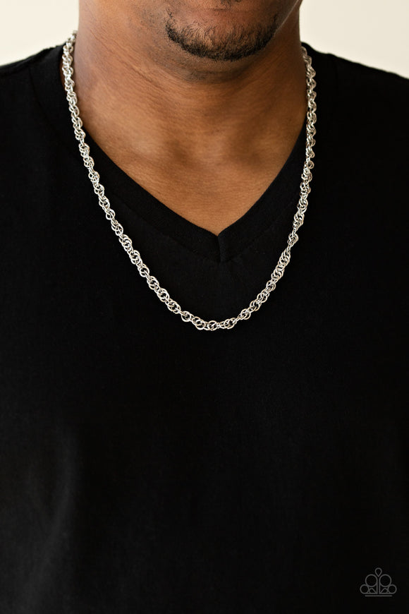 Lightweight Division - Silver Mens Necklace - Paparazzi Accessories
