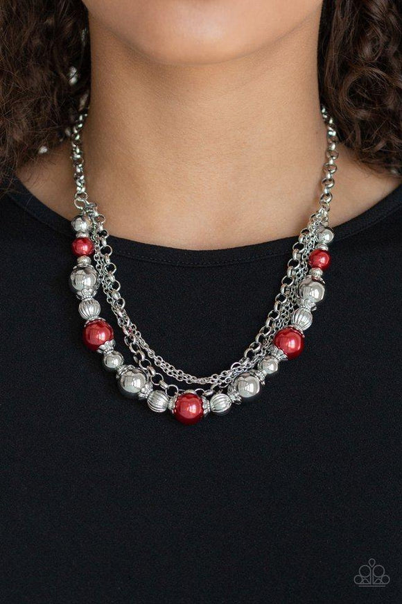 Zen Trend- Red and Silver Necklace- Paparazzi Accessories – Chic Shimmer