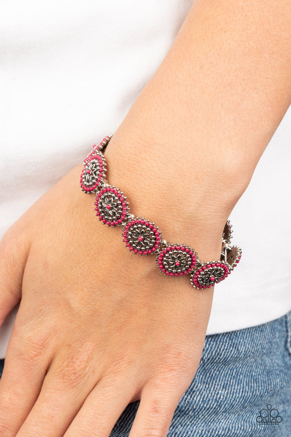 Bohemian Flowerbed - Pink Bracelet - Paparazzi Accessories