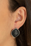 Marble Marvel - Black Post Earrings - Paparazzi Accessories