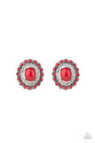 Floral Flamboyance - Red Post Earrings - Paparazzi Accessories