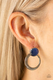 Glow Roll - Blue Post Earrings - Paparazzi Accessories