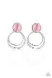 Glow Roll - Pink Post Earrings - Paparazzi Accessories