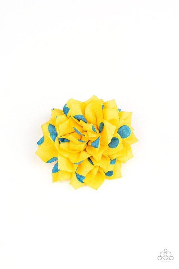polka-perfection-yellow-hair-clip-paparazzi-accessories