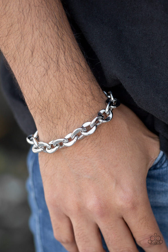 Step It Up - Silver Mens Bracelet - Paparazzi Accessories