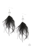 Feathered Flamboyance - Black Earrings - Paparazzi Accessories