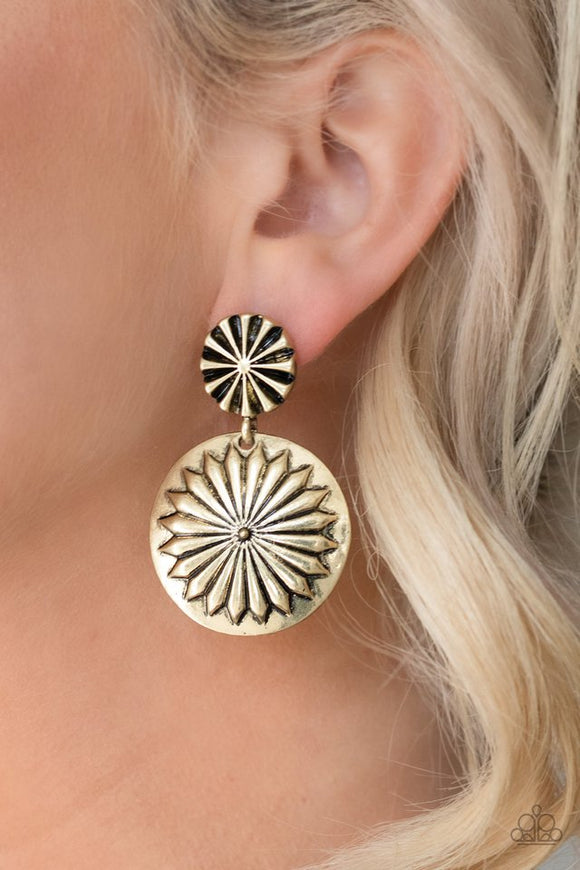 fierce-florals-brass-post-earrings-paparazzi-accessories