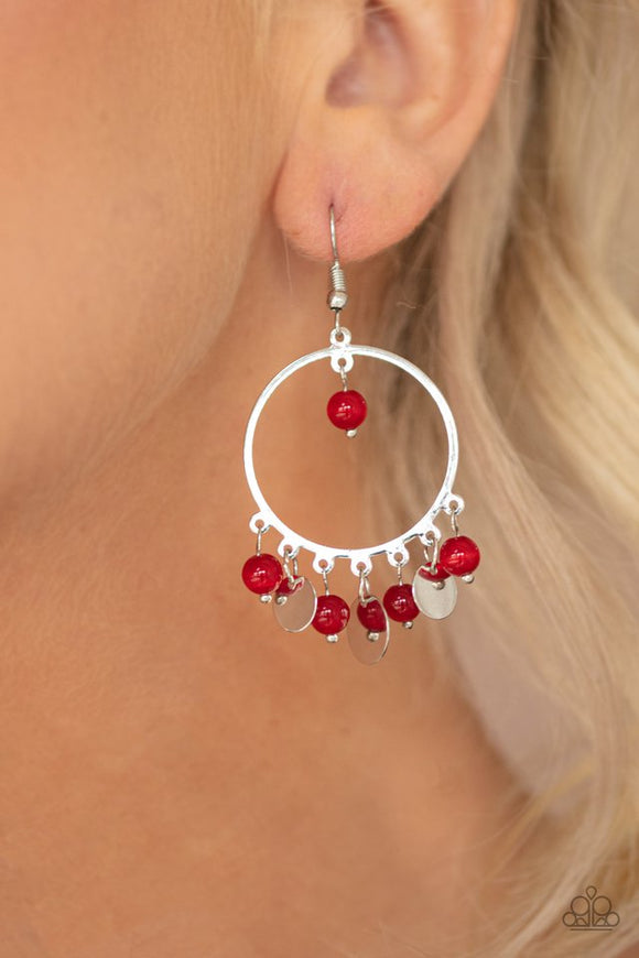 Bubbly Buoyancy - Red Earrings - Paparazzi Accessories