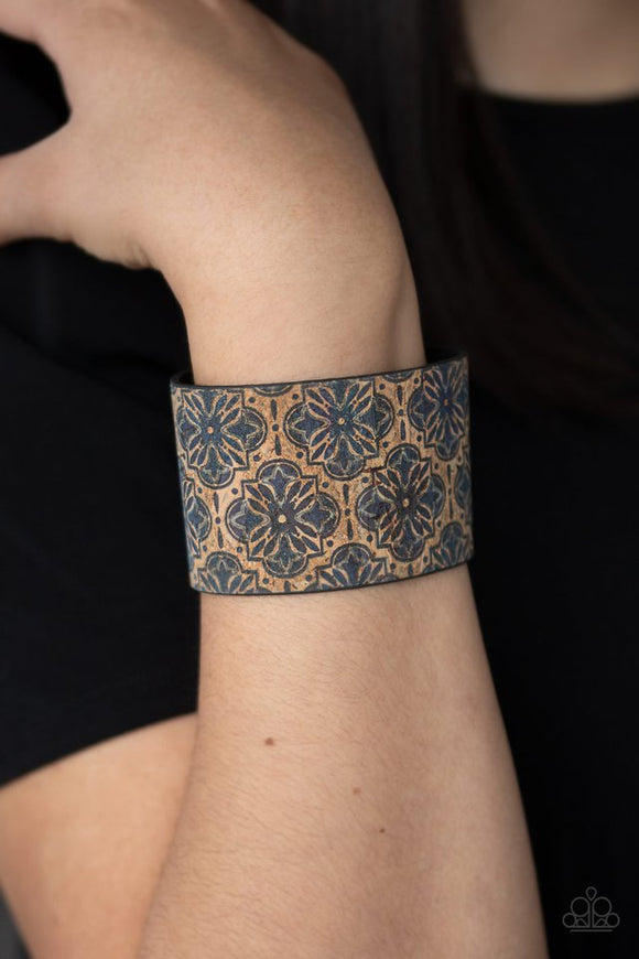 cork-culture-blue-bracelet-paparazzi-accessories