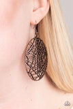 Way Out of Line - Copper Earrings - Paparazzi Accessories