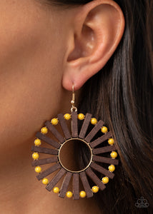 Solar Flare - Yellow Earrings - Paparazzi Accessories