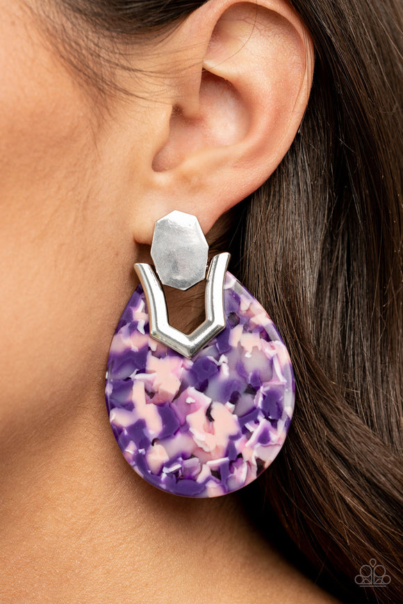HAUTE Flash - Purple Post Earrings - Paparazzi Accessories