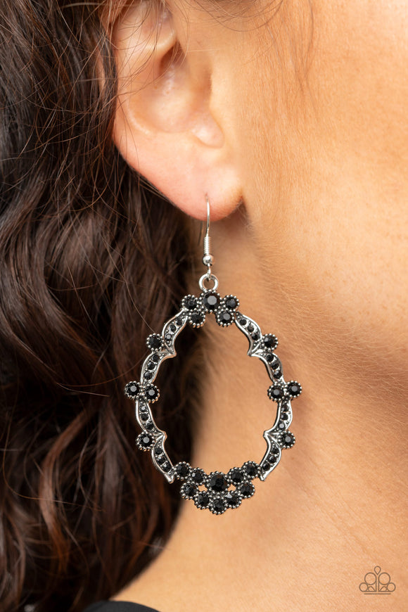 Sparkly Status - Black Earrings - Paparazzi Accessories