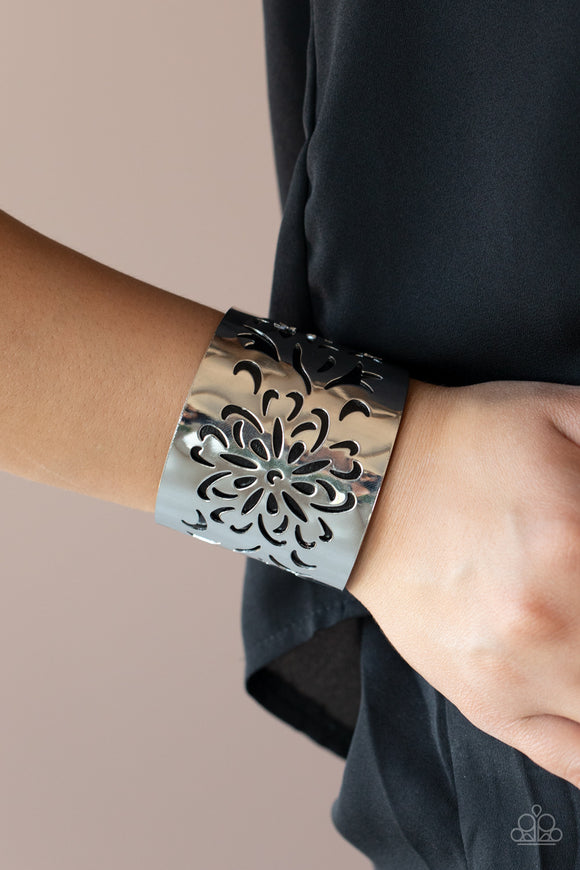 Get Your Bloom On - Black Bracelet - Paparazzi Accessories