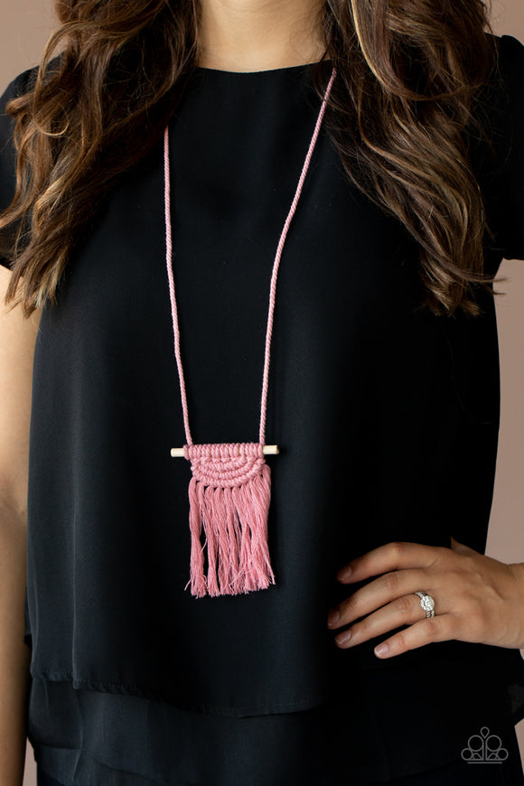 Between You and MACRAME - Pink Necklace - Paparazzi Accessories