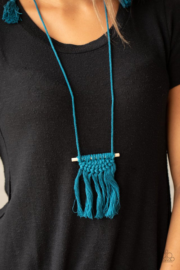 Between You and MACRAME - Blue Necklace - Paparazzi Accessories