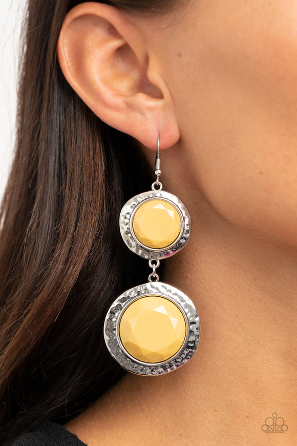 Thrift Shop Stop - Yellow Earrings - Paparazzi Accessories