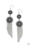 Medallion Mecca - White Earrings - Paparazzi Accessories